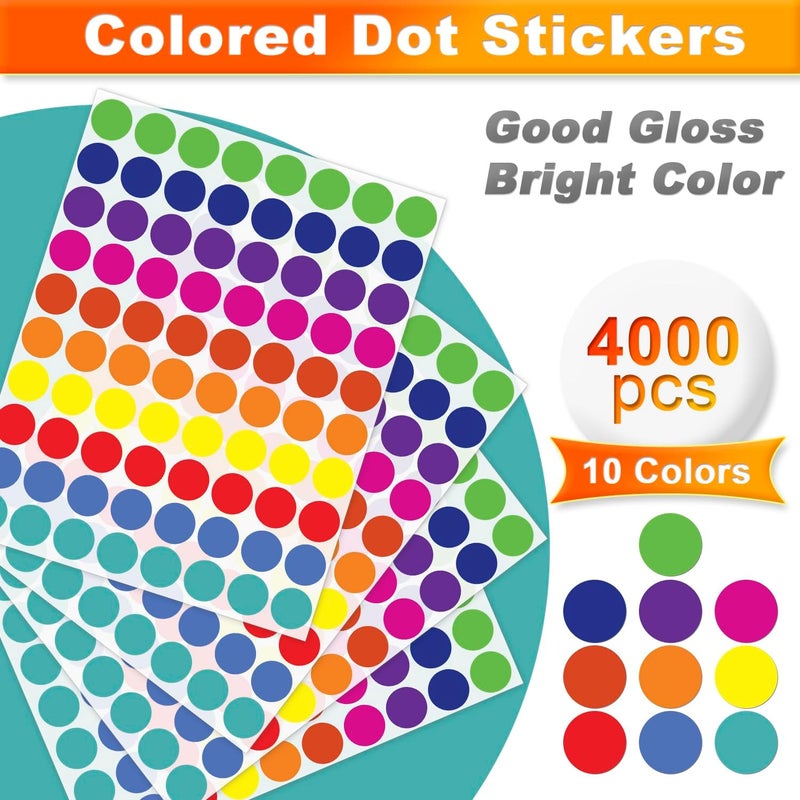 Solpla 4000 Pcs Color Dot Stickers - 3/4" Round Coded Labels for Organization in Office, Classroom, or Home Teaching Events, Garage Sales & More- Polka Dot Label Stickers. - Image 2